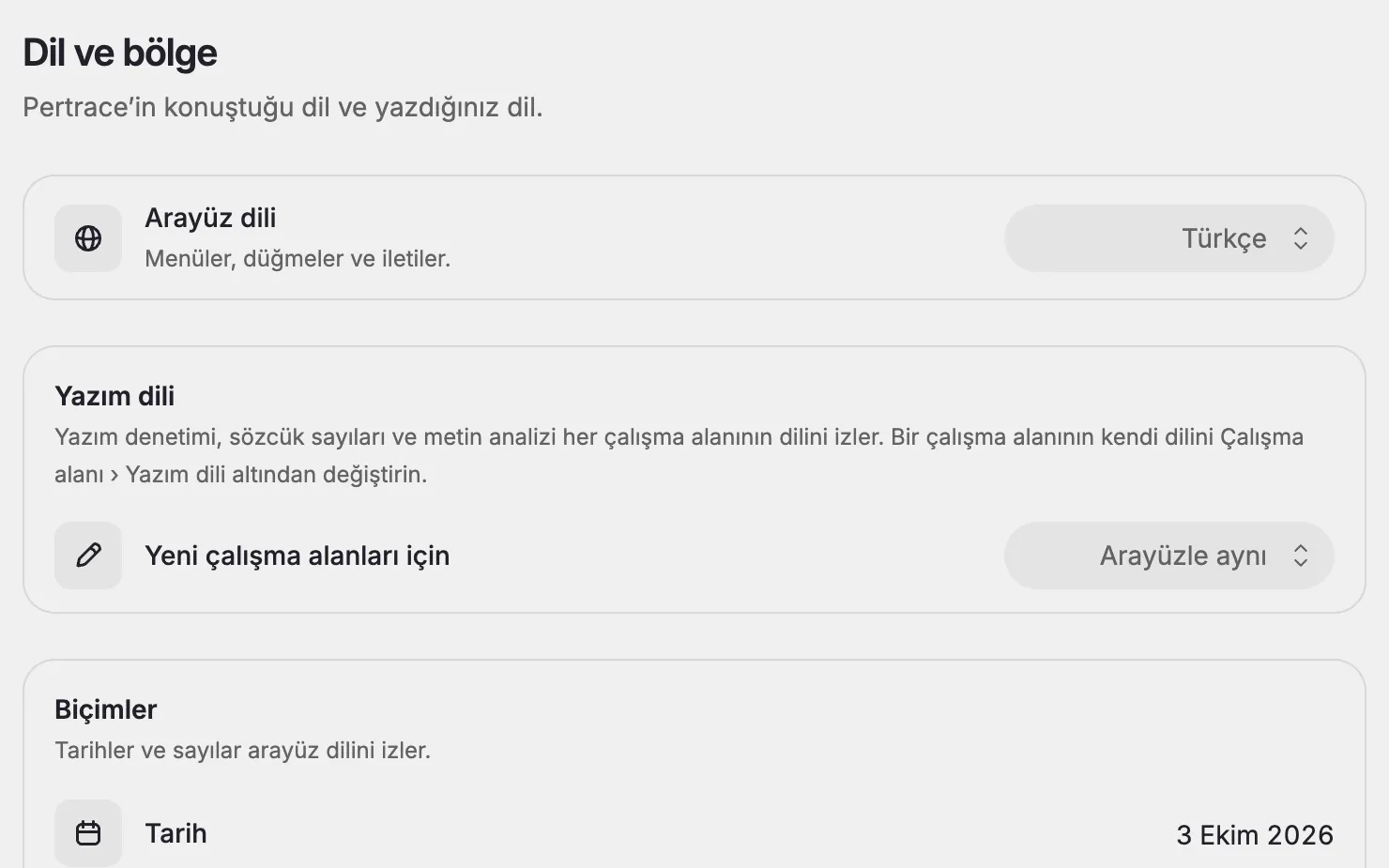 Dil ayarları, arayüz Türkçe.